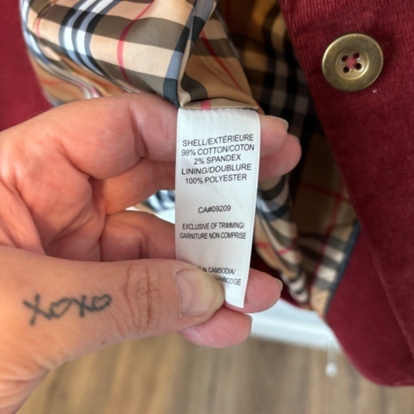 Cleo Women's Burgundy Corduroy Single Breasted Blazer, Plaid Lining SZ Small - Picture 9 of 10